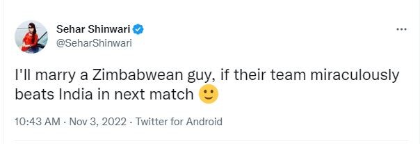 sehar shinwari, india vs zimbabaw t20 match, ind vs zim t20 world cup match, india cricket team, t20 world cup, actress sehar shinwari, pak actress sehar shinwari, team india, भारत बनाम जिम्बाब्वे, सेहर शिनवारी 