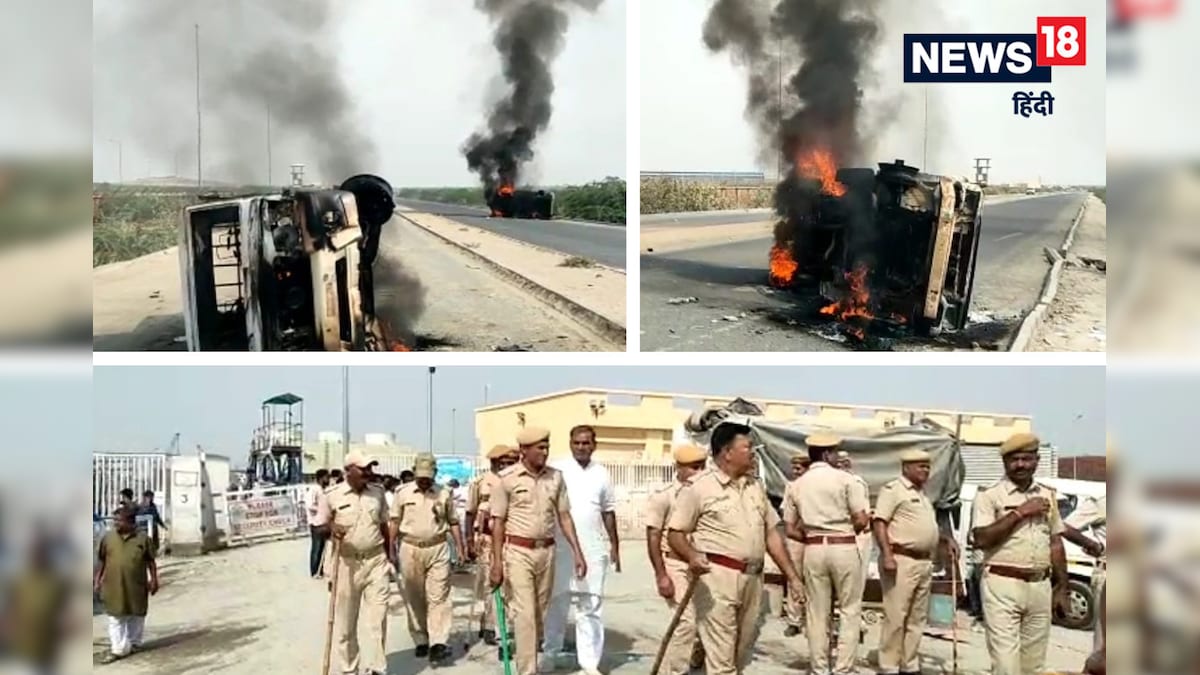 राजस्थान: बाड़मेर में मचा बवाल प्रदर्शनकारियों को कुचलने का प्रयास भीड़ ने फूंके डाले 2 वाहन