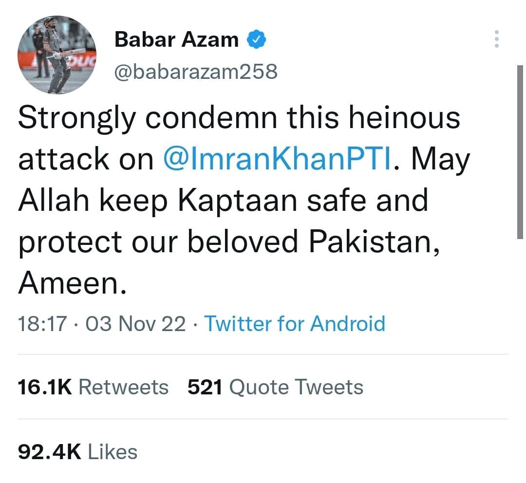 Babar Azam Tweet
