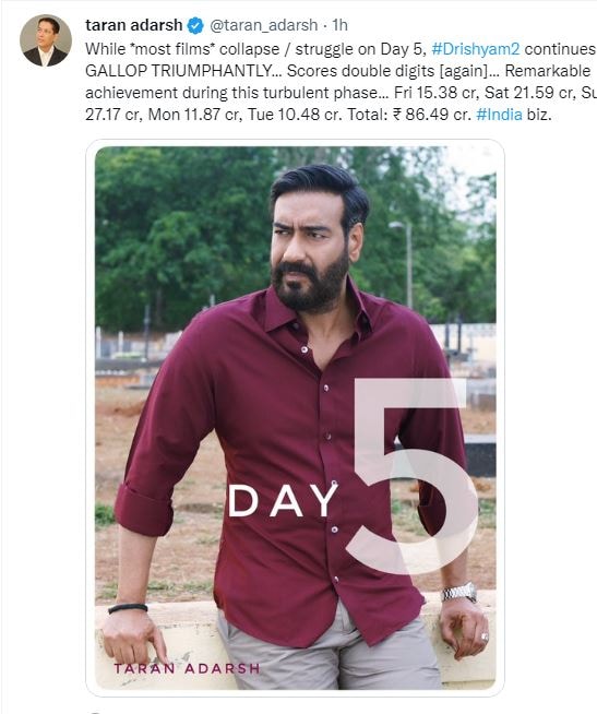 taran adarsh post for drishyam 2