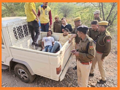 राजस्थान पुलिस की गिरफ्त में राजू ठेहट पर गोलियां बरसाने वाले शूटर्स.