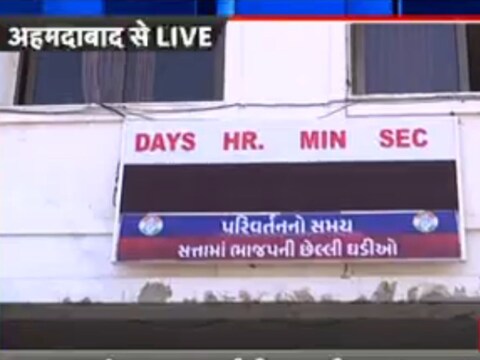 गुजरात विधान सभा चुनाव के नतीजे आने के साथ ही कांग्रेस मुख्यालय में लगी घड़ी बंद हो गई.