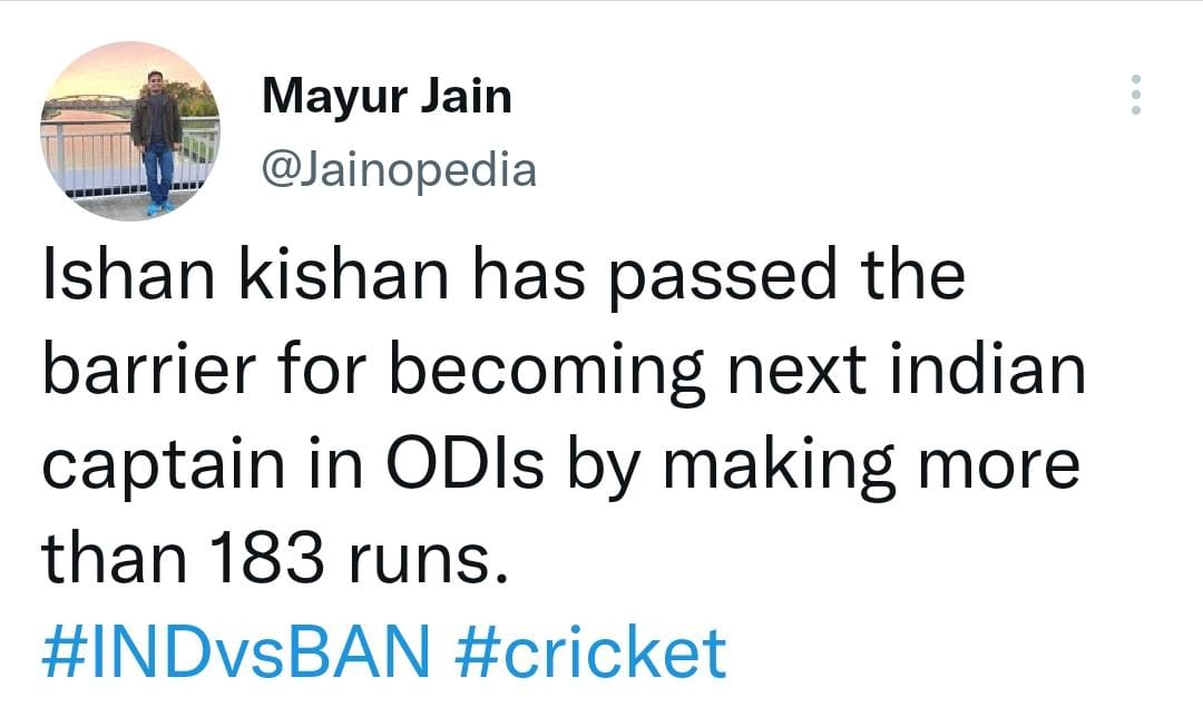 Tweet for Ishan Kishan