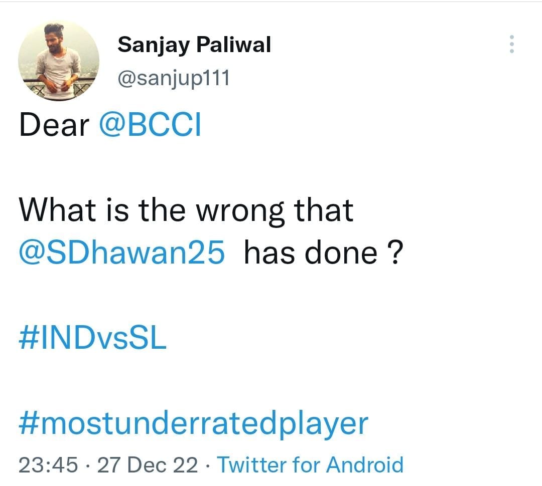 Tweet For Shikhar Dhawan