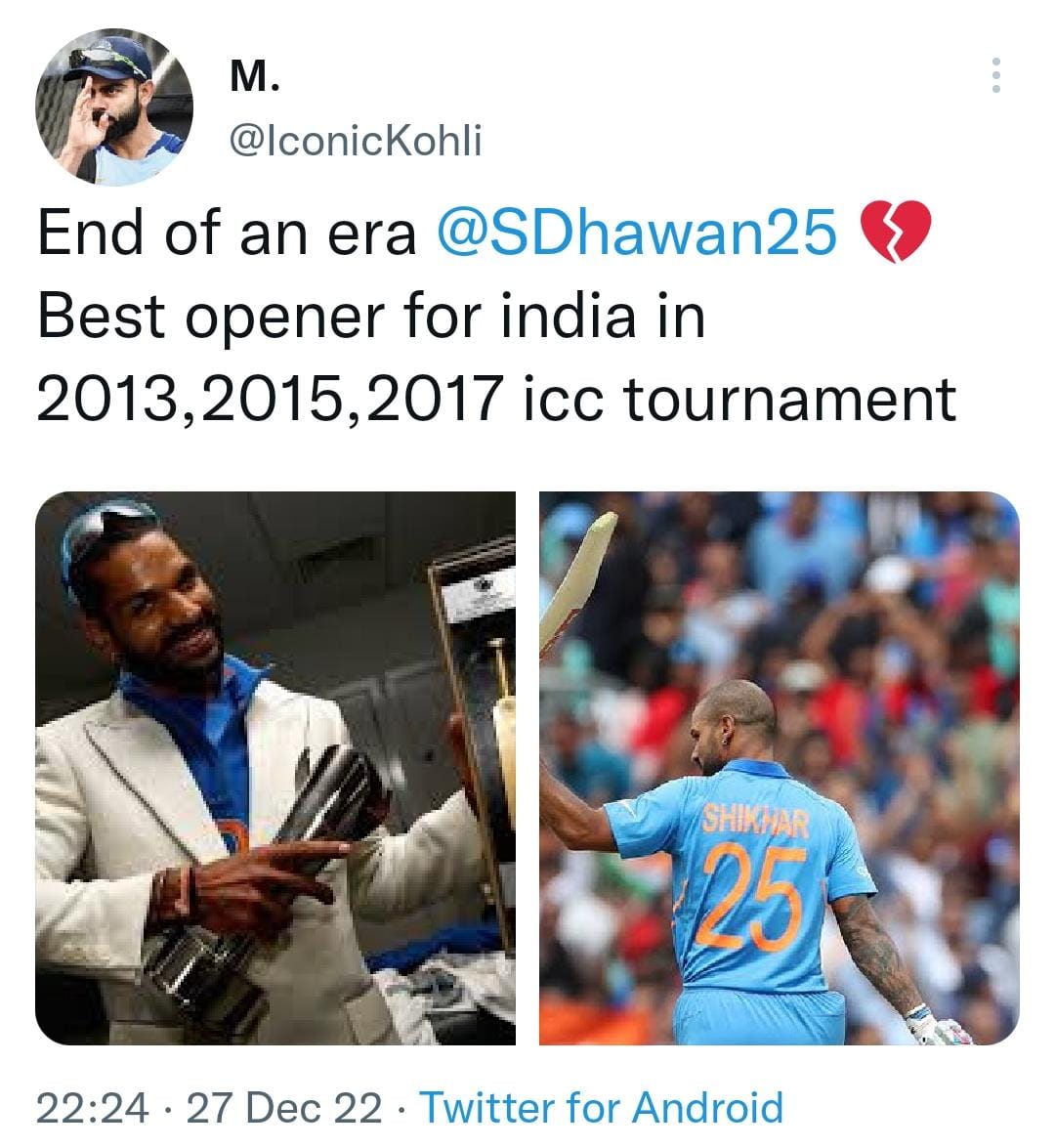 Tweet For Shikhar Dhawan