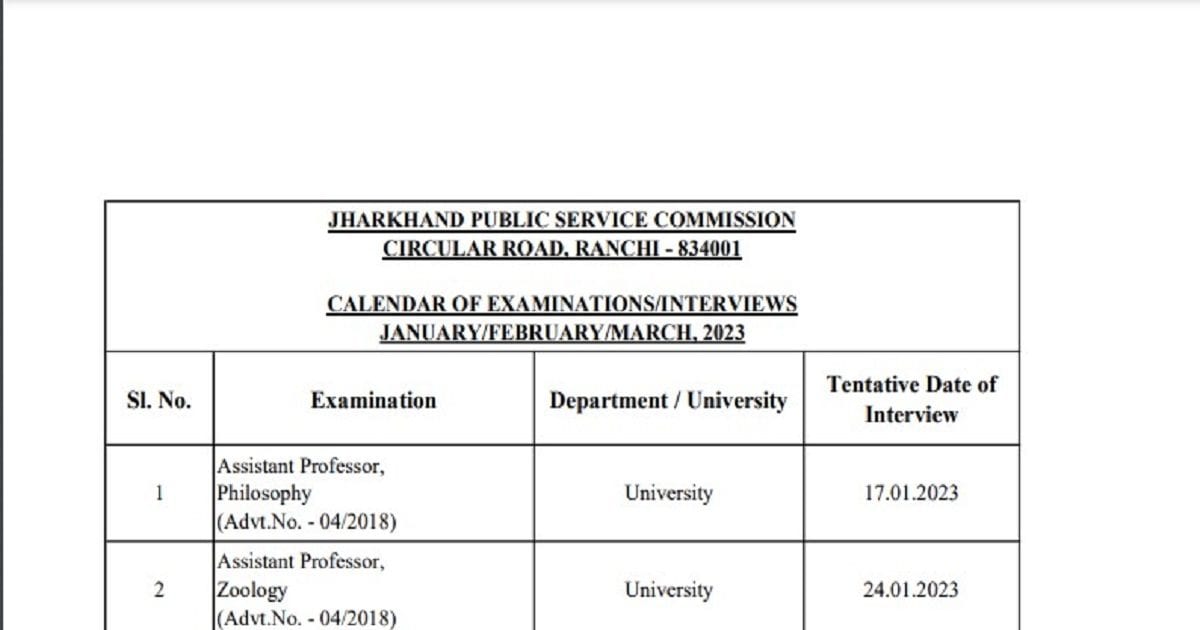 Jpsc Exam Calendar 2025 