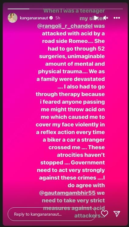 kangana ranaut insta post on acid attack