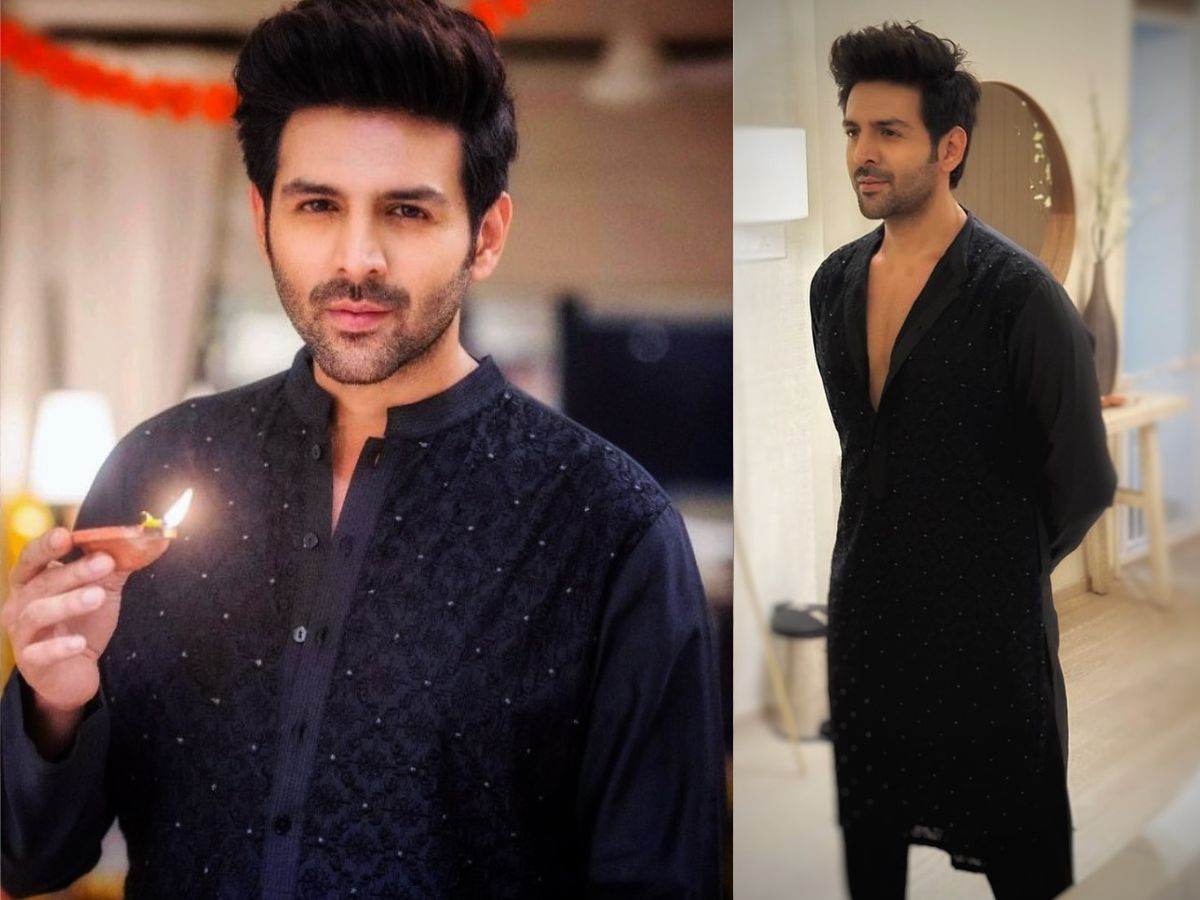 आप अगर अपने दोस्त की शादी या संगीत के फंक्शन में जाने के लिए ऑउटफिट ढूंढ रहे हैं तो कार्तिक की तरह डार्क ब्लू कुर्ता कैरी कर सकते हैं. बीयर्ड और बालों को अच्छे से सेट करना न भूलें.(Image-Instagram/kartikaaryan)