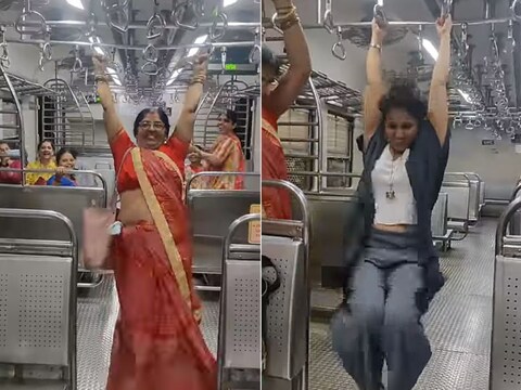महिला ट्रेन में झूलती नजर आ रही है. (फोटो: Instagram/juuhiraai)
