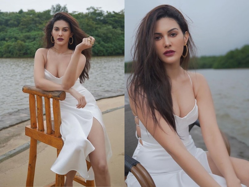 Amyra Dastur Wore Deep Neck Dress in White Amyra Dastur Wore Deep Neck Dress in White