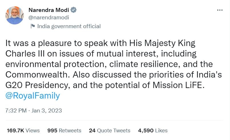 Modi tweet