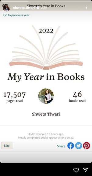 Shweta Tiwari Shares screenshot of no of books and pages she readed
