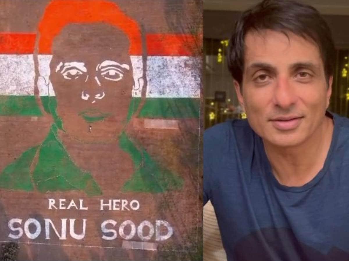 फैन ने सोनू सूद की बनायी रंगोली, बनाया नया रिकॉर्ड - Fan made Rangoli of Sonu Sood, created a new record