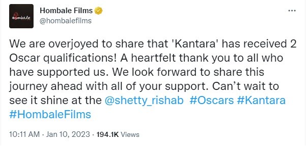 Rishabh Shetty Kantara, Rishabh Shetty, Kantara, Kantara gets Oscar nomination, Kantara Oscar nomination, south hit movie, rrr, rajamouli, ऋषभ शेट्टी, कांतारा, कांतारा ऑस्कर, ऑस्कर नॉमिनेशन, बॉलीवुड न्यूज