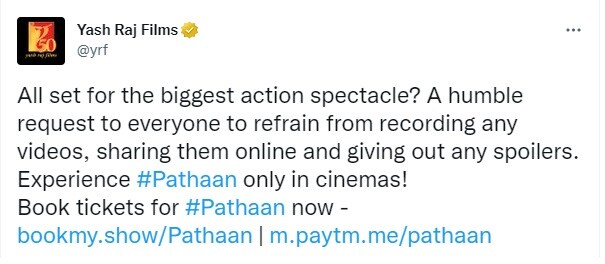 pathan, yrf, yashraj films, pathan release, pathan online leak, yrf special request, shahrukh khan, bollywood latest news
