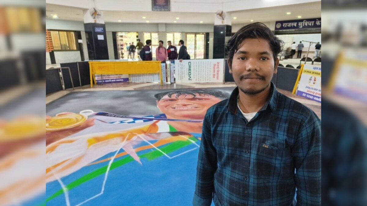Khelo India Youth Games 2023: Young artist creates historic 3-D rangoli of Olympic gold medalist in Indore