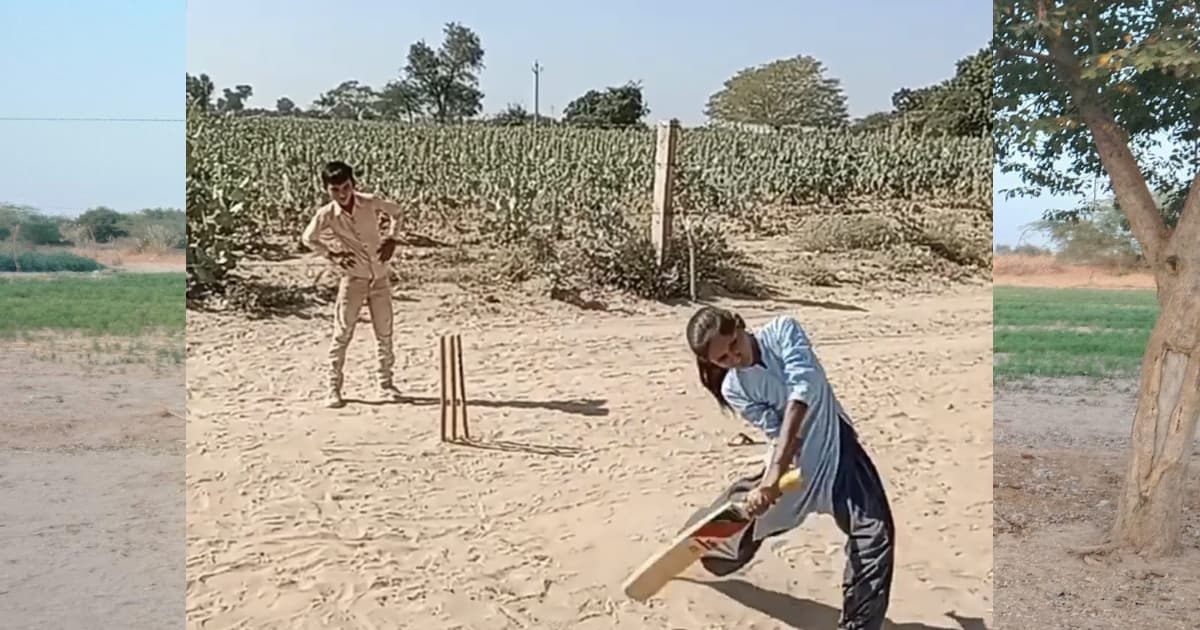 Women Cricket: This girl is fit to play WPL, hitting fours and sixes on sandy pitch, video viral