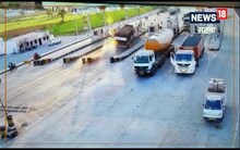 Big accident averted in Satna, Madhya Pradesh, truck full of gas cylinder enters toll plaza, watch live video