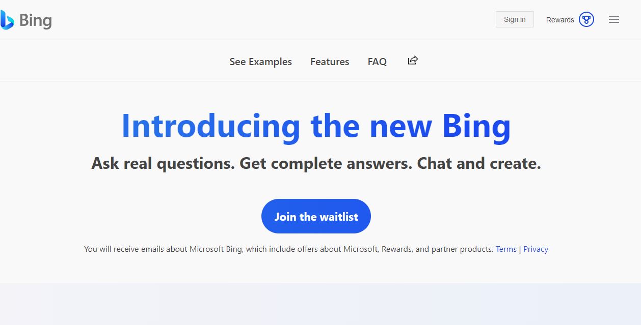 For this, first of all, the web browser has to be opened in PC or smartphone. After this one has to go to 'www.bing.com'. Here on the main page you will see a dialog box. Here you will find Introducing the new bing written. From here you have to click on Learn More.