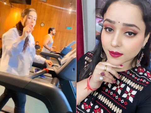 ट्रेडमिल पर दौड़ रही थी भोजपुरी सिंगर, पवन सिंह का गाना बजते ही करने लगी डांस