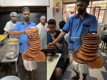 एक हाथ पर 16 प्लेट डोसे लेकर बांटने चला वेटर, स्किल देख आनंद महिन्द्रा भी दंग