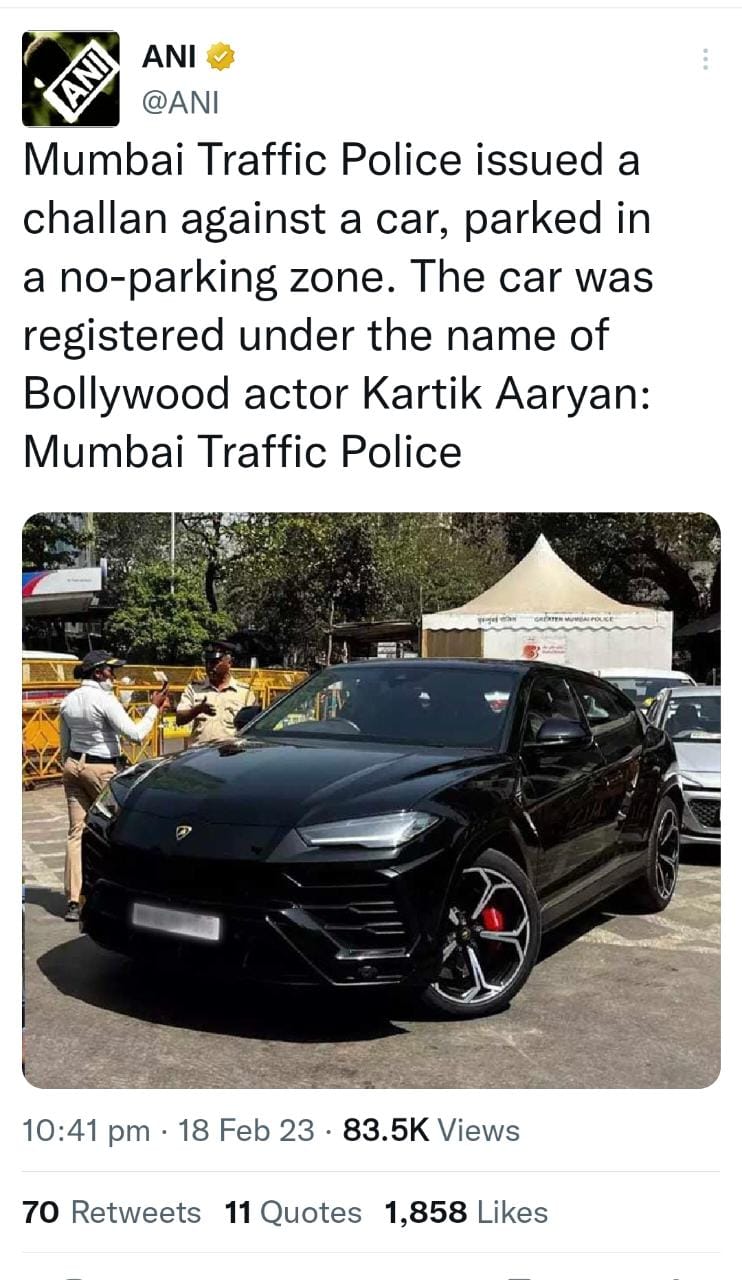 kartik aaryan, kartik aaryan news, kartik aaryan movie, kartik aaryan Shehzada, kartik aaryan Kriti Sanon, Shehzada box office collection, kartik aaryan car, kartik aaryan car chalan, mumbai traffic police chalan kartik aaryan car, kartik aaryan car wrong parking, kartik aaryan car case,