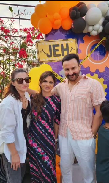  सैफ अली खान अपनी बहनों सोहा अली खान और सबा अली खान के साथ पोज देते हुए बड़े ही खुश नजर आ रहे हैं. बर्थडे की फोटोज सोशल मीडिया पर वायरल हो रही हैं. (फोटो साभार: Instagram)
