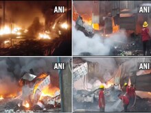 गुजरात: कबाड़ के 10 गोदामों में भयंकर आग, दमकल की गाड़ियां मौके पर पहुंचीं