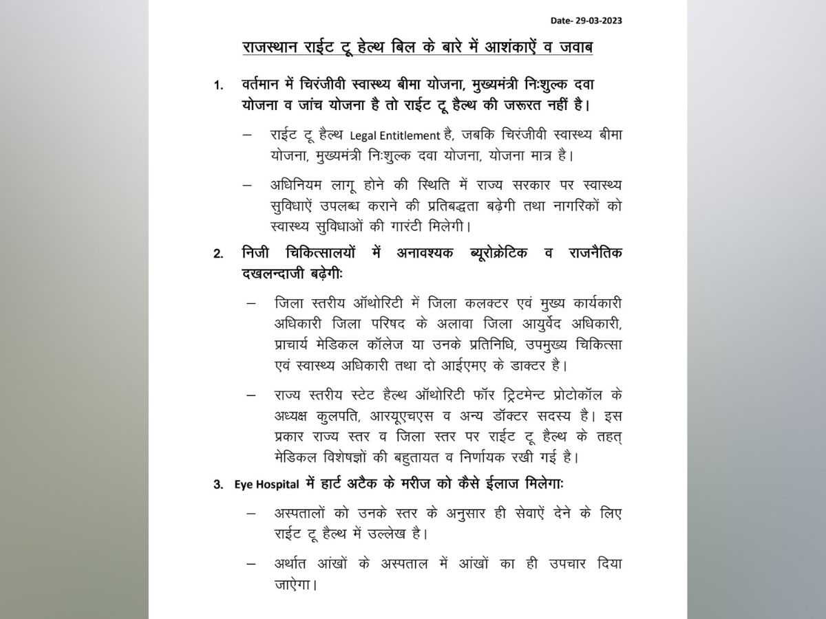 Rajasthan Government, Jaipur News, Right to Health, Right to Health Bill, State Government, Rajasthan Government Issued Statement, State Government Issued Statement Seeking Cooperation From Doctors In Implementing Law, Private Hospitals, Doctors of Private Hospitals, राजस्थान सरकार, जयपुर समाचार, स्वास्थ्य का अधिकार, स्वास्थ्य का अधिकार विधेयक, राज्य सरकार, राजस्थान सरकार ने बयान जारी कर कानून लागू करने में डॉक्टरों से सहयोग मांगा, निजी अस्पताल, निजी अस्पतालों के डॉक्टर, 