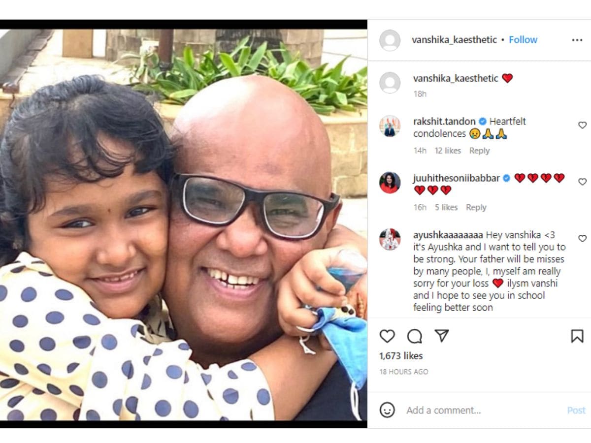 Satish kaushik, Satish kaushik News, Satish kaushik funeral, Satish kaushik daughter, Satish kaushik daughter vanshika, Satish kaushik daughter age, vanshika shared throwback photo with dad Satish kaushik, Satish kaushik daughter gets emotional