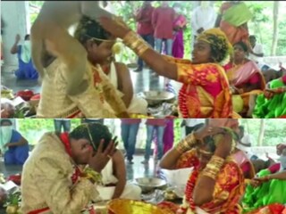 सौ.इंस्टाग्राम/telugu.beats_1_4_3: शादी की रस्मों के दौरान आ धमका बंदर, दूल्हा-दुल्हन से सिर पर मचाया उत्पात
