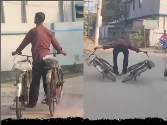 सौ.इंस्टाग्राम/it_z_anil_38: शख्स ने सड़क पर दिखाया सायकिल वाला स्टंट, देखने वाले हो गए हैरान 
