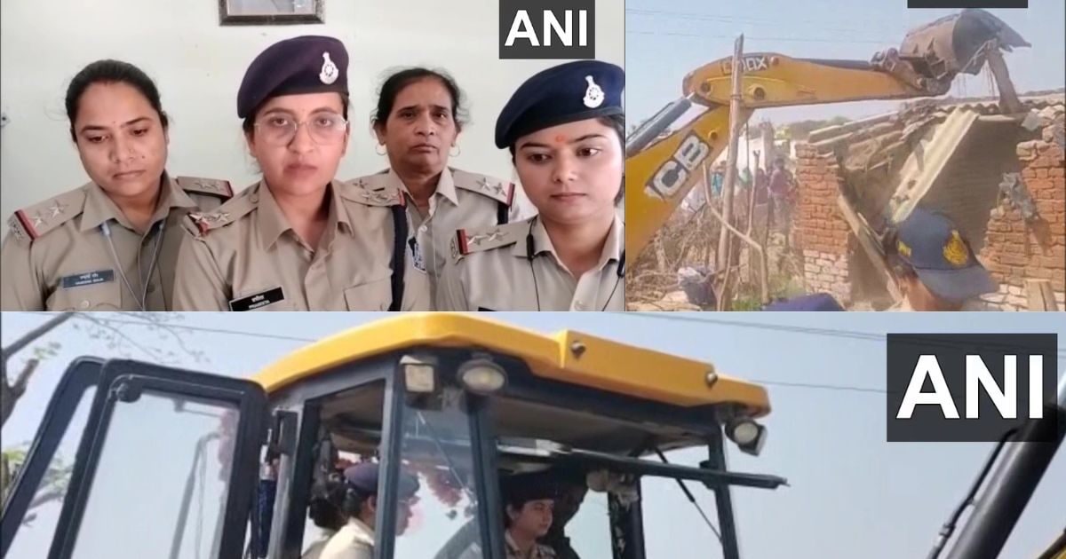 लेडी पुलिस ने थामा बुलडोजर का स्टियरिंग, तबाह किया गैंगरेप के आरोपी का अवैध घर, फोटो वायरल