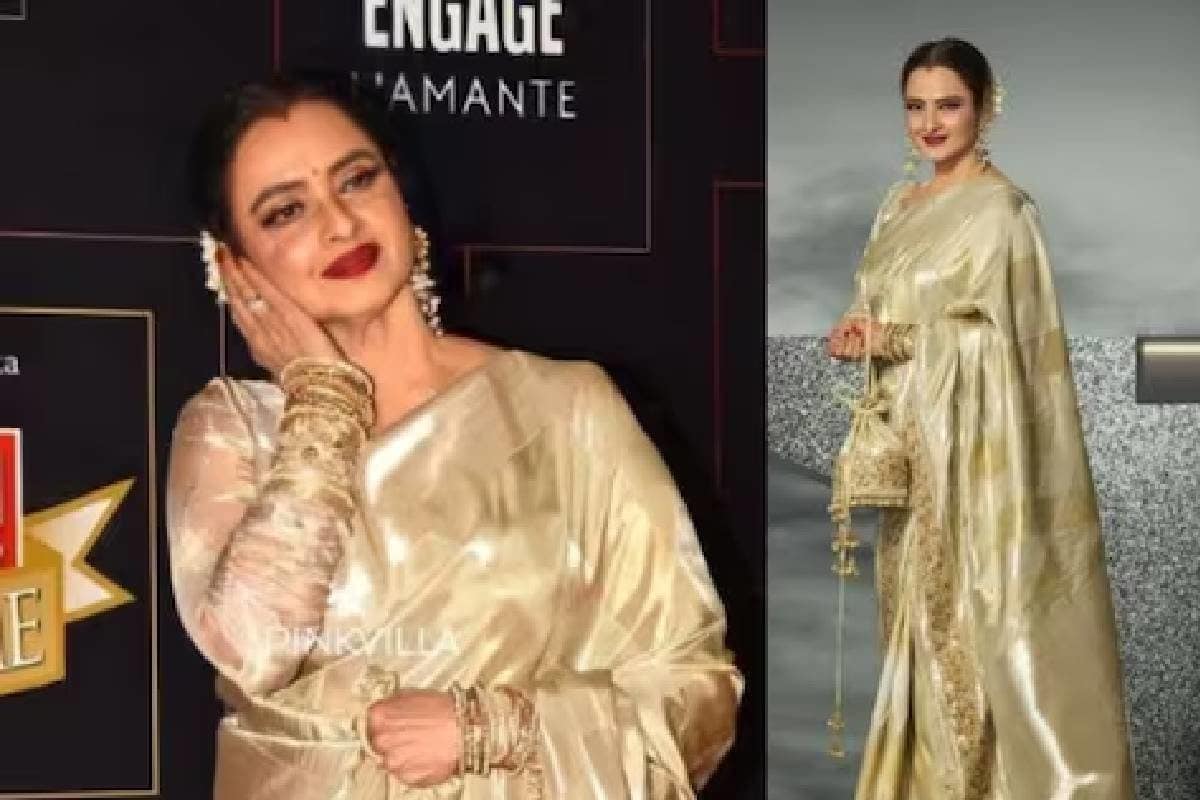 rekha: Dadasaheb Phalke International Film Festival: Bollywood divas Alia  Bhatt and Rekha steal the show in stunning sarees - The Economic Times