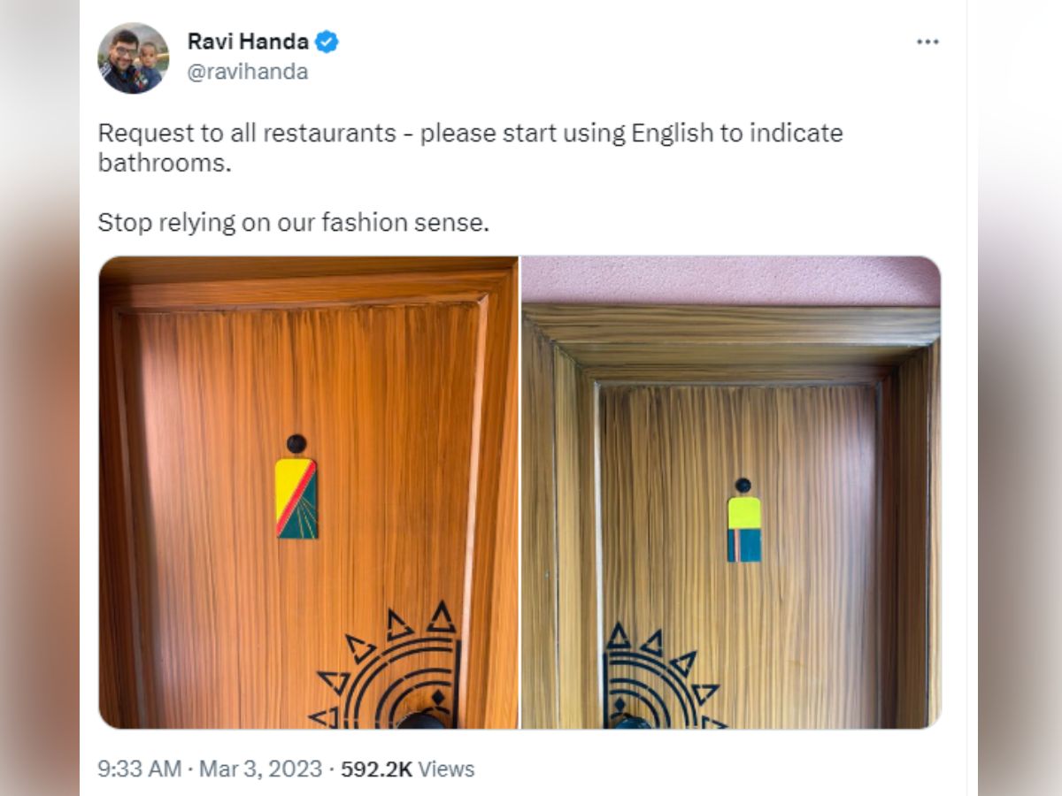 Male female sign on bathroom door confuse show lungi for men saree for ...