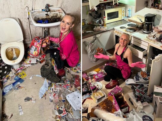 महिला मुफ्त में घर साफ करती है और उसके वीडियो बनाती है. (फोटो: Instagram/aurikatariina)