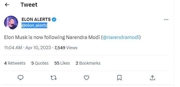Elon Musk, Elon Musk twitter, Elon Musk follow pm modi, Elon Musk follow pm narendra modi on twitter, Elon Musk news, Elon Musk followers, Elon Musk following, Elon Musk tesla, tesla car, tesla in india, PM Narendra Modi, PM Narendra Modi news, PM Narendra Modi Elon Musk, PM Narendra Modi twitter, delhi news, एलन मस्क, एलन मस्क ने ट्विटर पर पीएम मोदी को किया फॉलो, एलन मस्क ट्विटर, टेस्ला, एलन मस्क टेस्ला,  टेस्ला कार कीमत,टेस्ला भारत में,