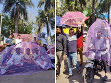 मच्छरों से निजात पाने कांग्रेस का अनूठा प्रदर्शन,मच्छरदानी में घुसकर लगाए नारे