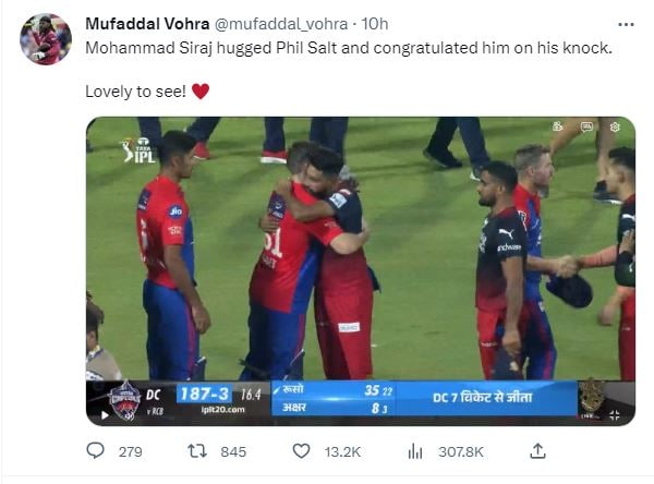  Mohammed Siraj, Phil Salt, Mohammed Siraj phil salt heated exchange, mohmmed siraj phil salt hug, mohmmed siraj angry phil salt, pacer mohammed siraj, opener phil salt, dc vs rcb, mohammed siraj angry on phil salt, mohammed siraj hug phil salt after match, mohammed siraj phil salt controversy, मोहम्मद सिराज, फिल साल्ट, तेज गेंदबाज मोहम्मद सिराज, सिराज और फिल साल्ट विवाद 