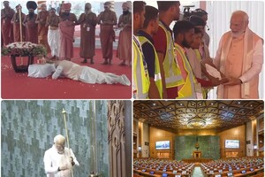 हवन-पूजा से लेकर सेंगोल को साष्टांग प्रणाम तक, तस्वीरों में नई संसद का आगाज