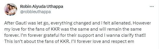 Robin Uthappa tweet