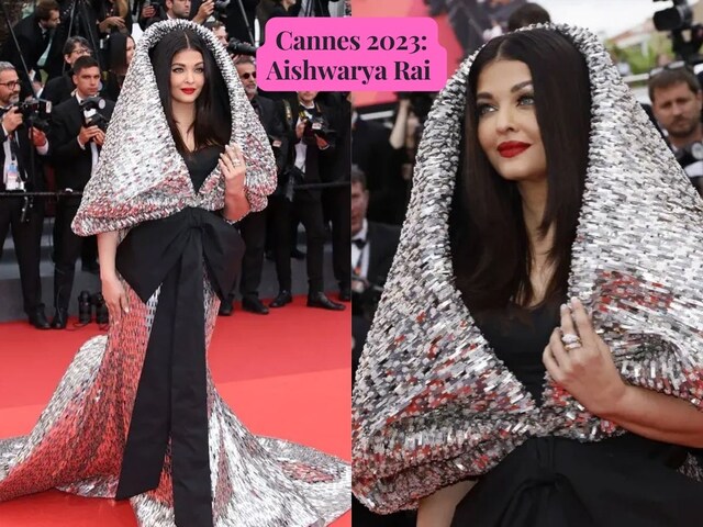 Cannes 2023: Aishwarya's look finally revealed! Silver hood worn with black gown