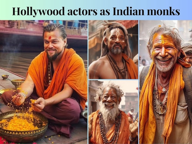 ai generated photos, ai generated hollywood actors photos, hollywoo top actors, eonardo dicaprio, will smith, harrison ford, robert downey jr, brad pitt, keanu reeves, varanasi, indian sadhu, morgan freeman, tom cruise, hollywood, digital art, artificial intelligence