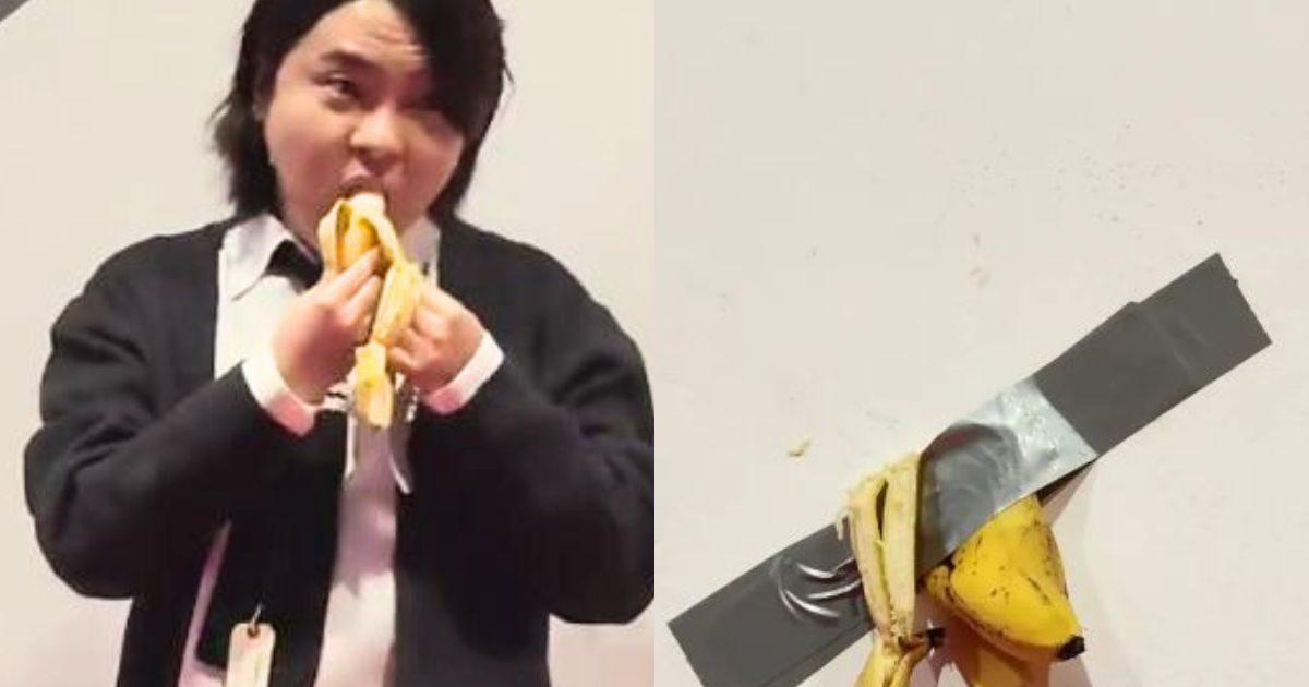 इतना भूखा था, म्‍यूज‍ियम में लगा 98 लाख का केला खा गया, छिलके को दीवार
