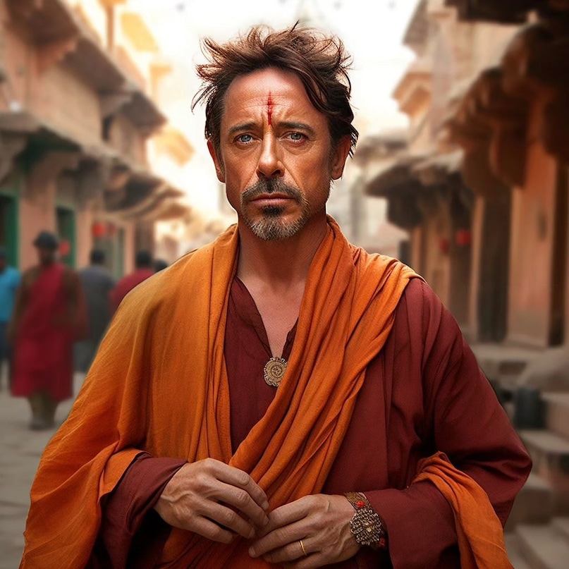 ai generated photos, ai generated hollywood actors photos, hollywoo top actors, eonardo dicaprio, will smith, harrison ford, robert downey jr, brad pitt, keanu reeves, varanasi, indian sadhu, morgan freeman, tom cruise, hollywood, digital art, artificial intelligence