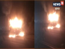 नेशनल हाईवे पर चलता ट्रक बना आग का गोला, आधे घंटे तक हाईवे पर लगा रहा जाम