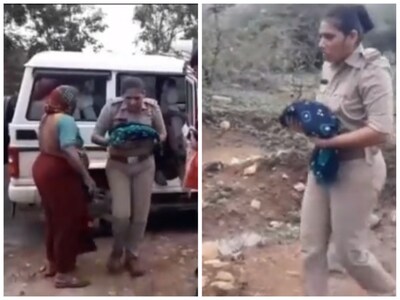 VIDEO: सामने था मौत का तूफान, मुसीबत में फंसी थी 4 दिन के बच्चे की जान, फिर मसीहा बन महिला पुलिस ने किया कमाल - Video cyclone biparjoy gujarat woman cop carries