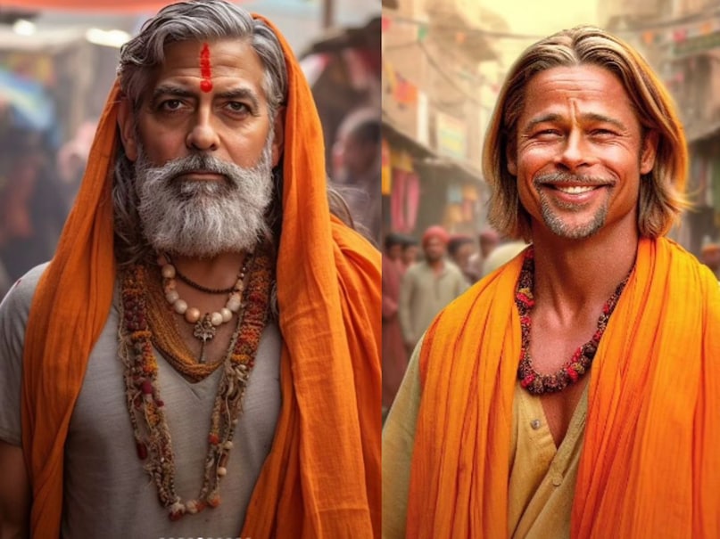 Hollywood stars, Hollywood stars as Hindu Indian monks, AI artworks imagine, Tom Cruise, Brad Pitt, Robert Downey Jr, Will Smith, portraits AI art tool, Hollywood A-listers and Hindu ascetics, how hollywood star look as shadu, Tom Cruise as Hindu Indian monk, Brad Pitt as Hindu Indian monk, Robert Downey Jr Indian monk, Will Smith Indian monk