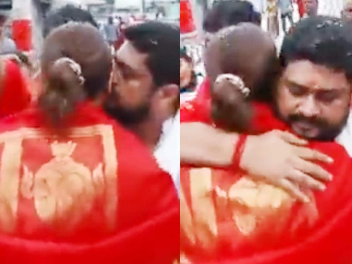 Prabhas, Adipurush, Om Raut, Kriti Sanon, Om Raut surrounded in controversy, Om Raut Brutally Trolled, Om Raut kissed Kriti Sanon outside the temple, Kriti Sanon and Om Raut, Kriti Sanon and Om Raut Viral video, Kriti Sanon Viral Video, Om Raut Viral Video, Adipurush Director, Adipurush Director Om Raut Trolled