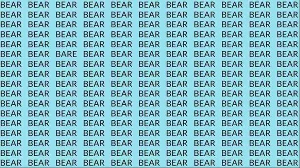 can you spot an odd word, spot an odd word among bear, spot an odd word among bear in this picture, spot an odd word within 8 seconds, optical illusion challenge, optical illusion